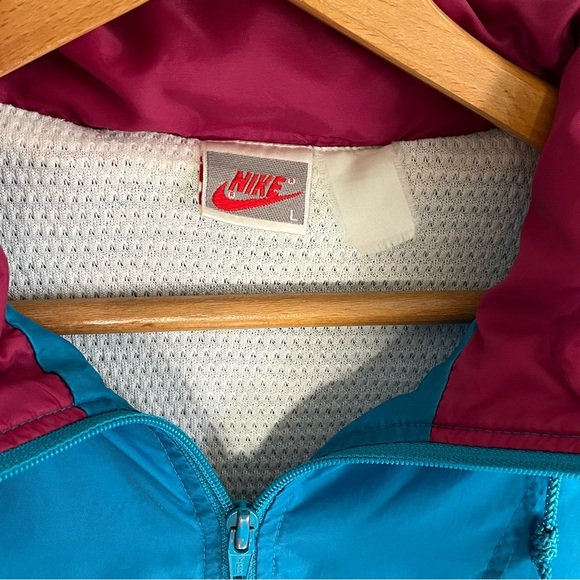 Retro Nike Tracksuit Windbreaker Black/Blue/Pink Vtg Gray Tag Size Large 80’s - Picture 2 of 8
